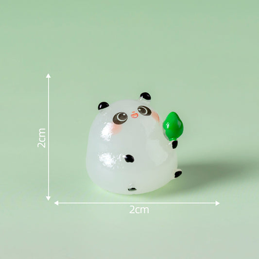 5-PCS Transparent bamboo Cute Glow in the Dark Panda Figurines Resin Miniature Ornaments for DIY Fairy Gardens and Micro Landscapes