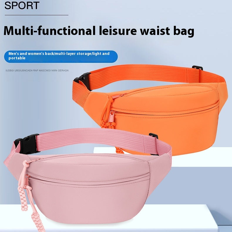 Pink Women's Fashion Crossbody Sling Bag Large Capacity Casual Shoulder Bag Waterproof Nylon Waist Pack for Travel Sports