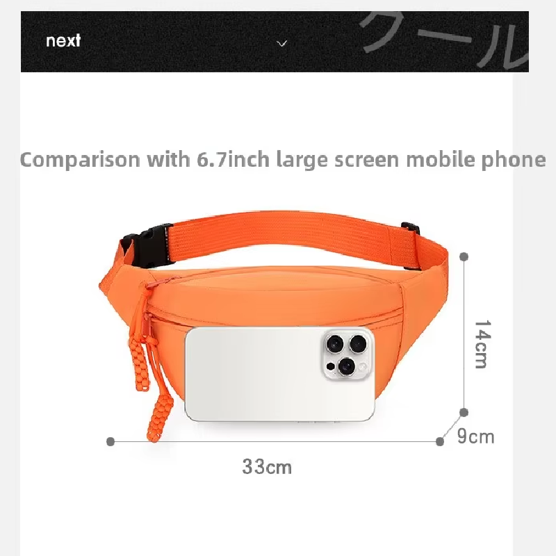 Orange Women's Fashion Crossbody Sling Bag Large Capacity Casual Shoulder Bag Waterproof Nylon Waist Pack for Travel Sports