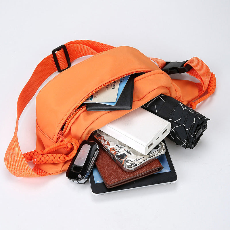 Orange Women's Fashion Crossbody Sling Bag Large Capacity Casual Shoulder Bag Waterproof Nylon Waist Pack for Travel Sports(Style One)