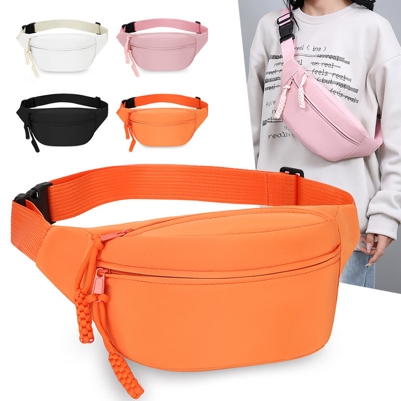 Orange Women's Fashion Crossbody Sling Bag Large Capacity Casual Shoulder Bag Waterproof Nylon Waist Pack for Travel Sports(Style One)