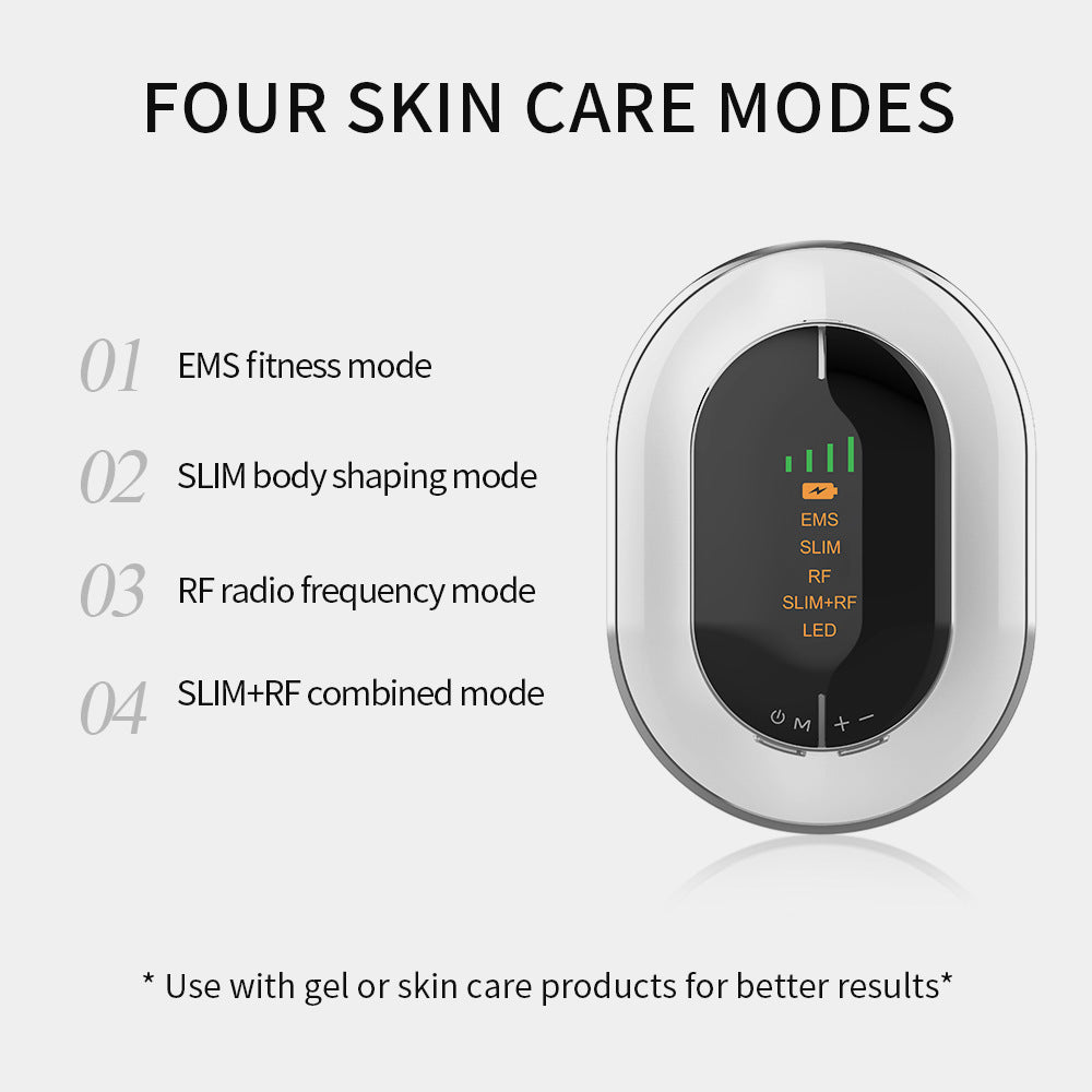 White RF Body Sculpting Massager Handheld Slimming Device with EMS & LED Light Therapy for Stomach Arms and Legs Skin Tightening