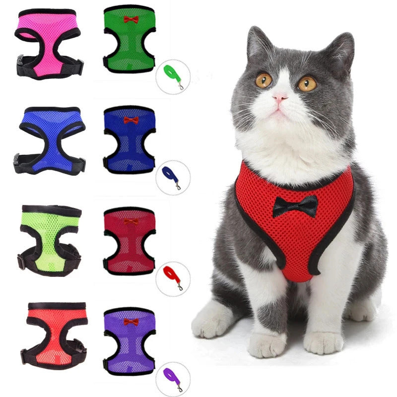2-Pcs Pink Adjustable Pet Harness with Leash – Breathable Mesh Design for Small Dogs, Cats, Chickens, Ducks & More | Anti-Escape, 360° Support, Lightweight & Comfortable in Australia(Size:S)