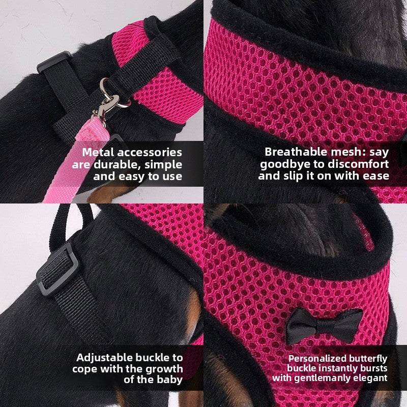 2-Pcs Black Adjustable Pet Harness with Leash – Breathable Mesh Design for Small Dogs, Cats, Chickens, Ducks & More | Anti-Escape, 360° Support, Lightweight & Comfortable in Australia(Size:M)