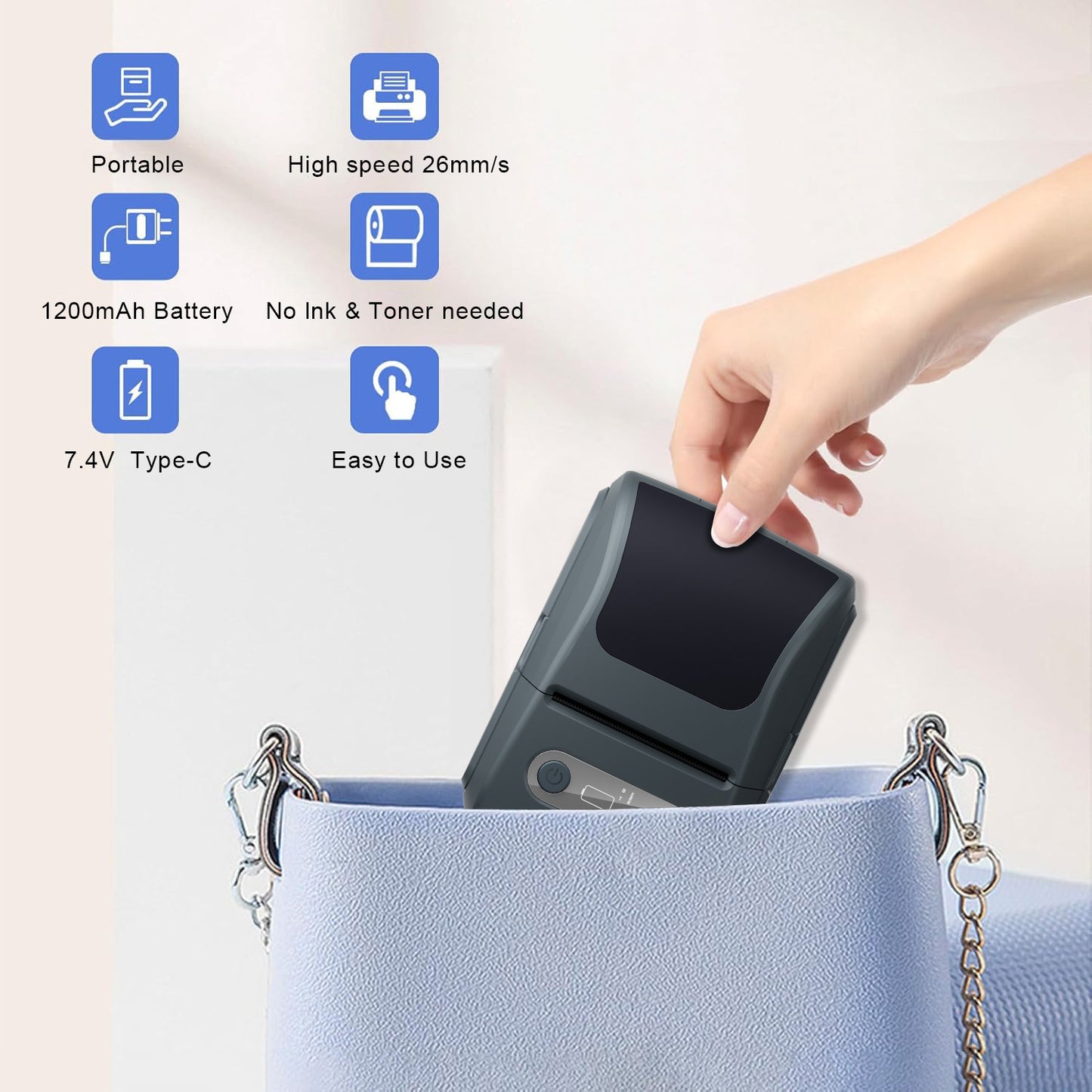 White Portable Bluetooth Thermal Label Printer – Compact, Ink-Free Mini Label Maker for Home, Office, and Small Business Use in Australia