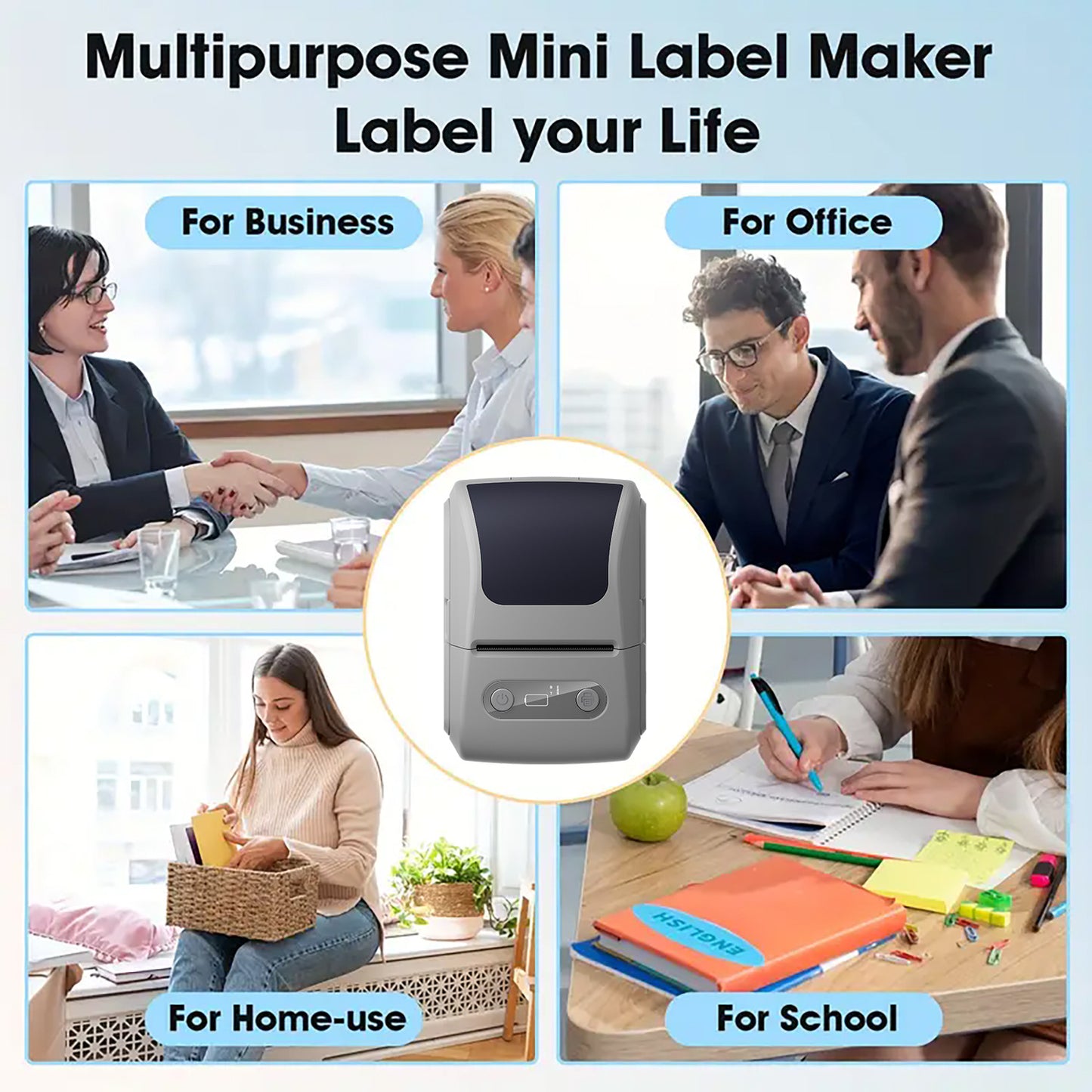 Blue Portable Bluetooth Thermal Label Printer – Compact, Ink-Free Mini Label Maker for Home, Office, and Small Business Use in Australia