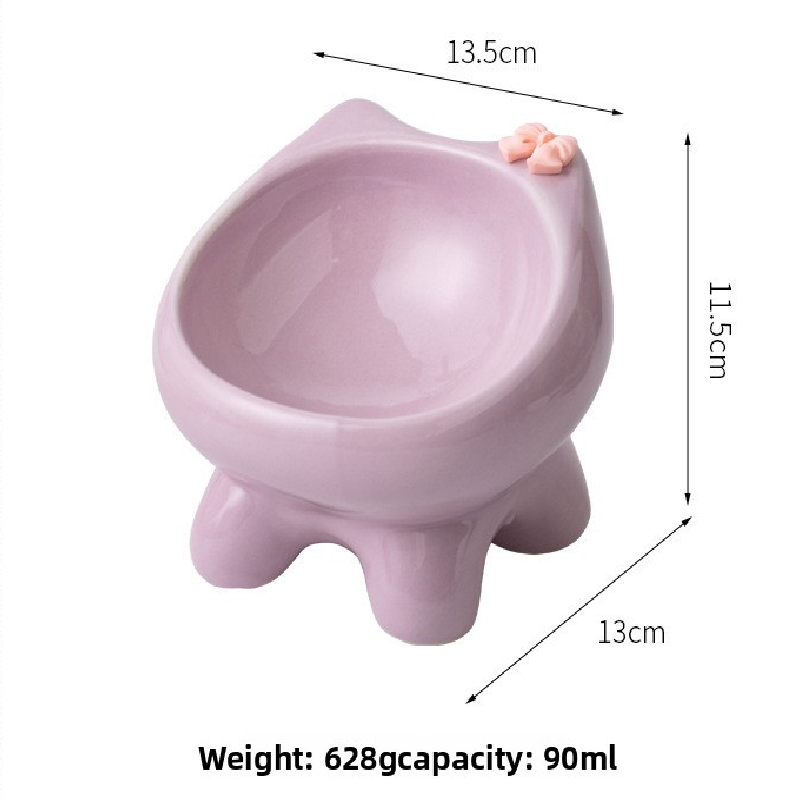 Blue Ceramic Elevated Cat Bowl Tilted Raised Pet Feeder with Anti-Slip Base Cute Design for Wet or Dry Food Ideal for Australian Pets