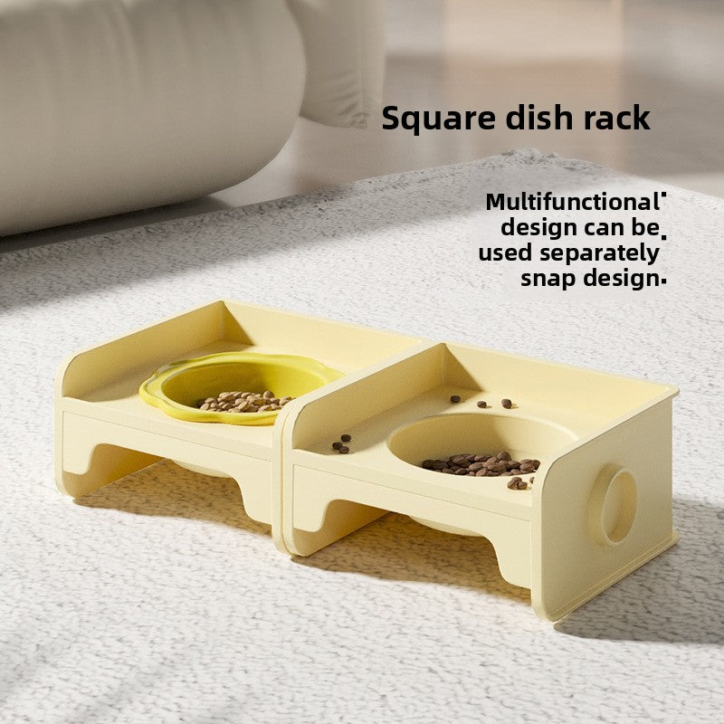 Purple Ceramic Raised Cat Bowl with Splash Proof Stand 250ml Elevated Pet Feeder for Kittens and Small Dogs Modular Interlocking Design