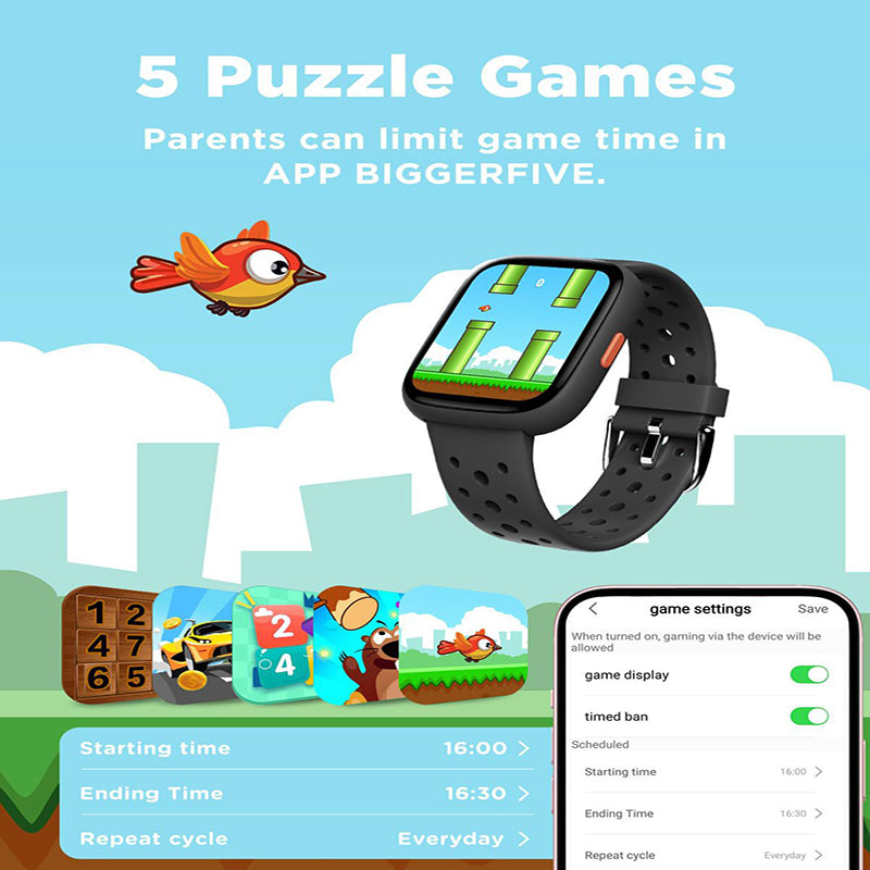 Black Kids Smart Watch Fitness Tracker with Pedometer Heart Rate Monitor and 14 Sport Modes IP68 Waterproof Watch for Boys and Girls