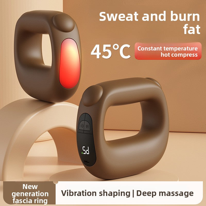 Blue Portable Fascia Massage Ring Vibration Massager with Heat and LED Display for Muscle Relaxation and Body Shaping
