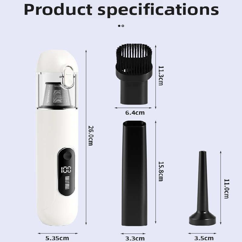 White 2-in-1 Cordless Handheld Car Vacuum Cleaner and Air Blower Powerful Suction Brushless Motor Portable Duster for Home and Auto