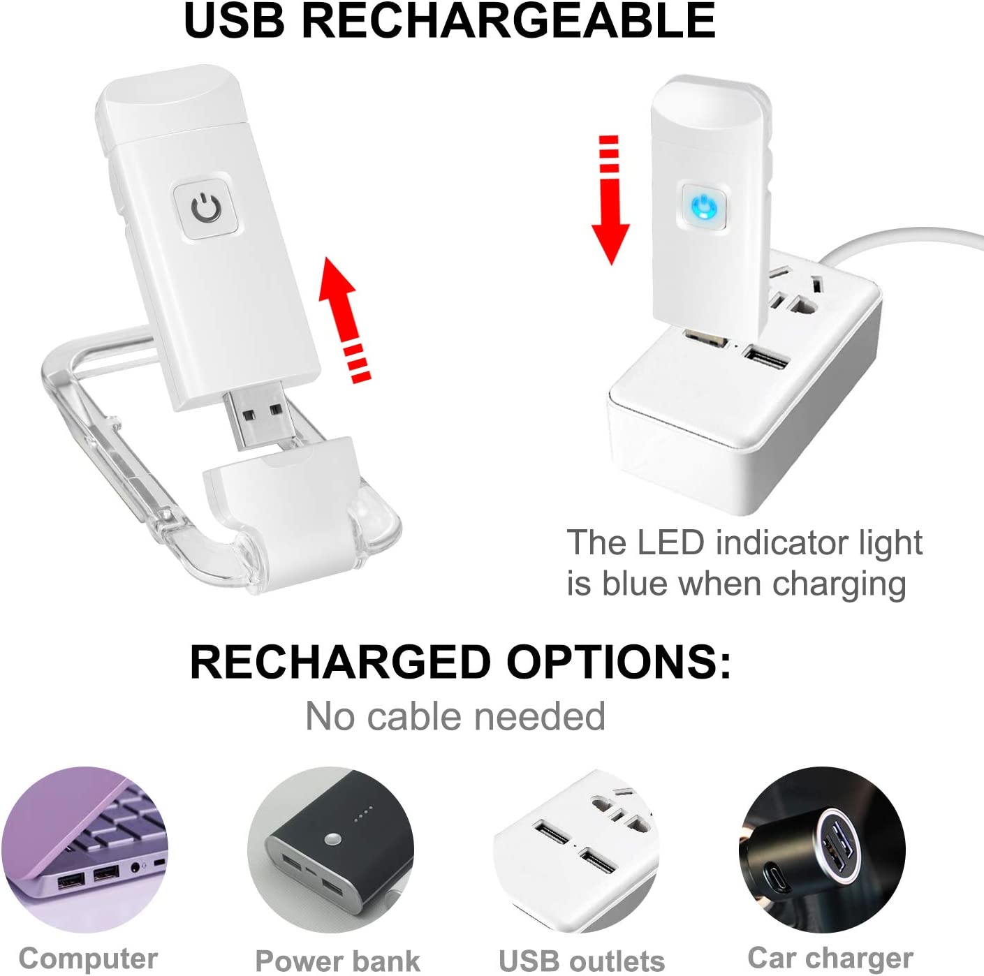 2-PCS Yellow Mini USB Rechargeable LED Book Light Eye Protection Reading Lamp with Adjustable Clip and Brightness for Kids Students Travel