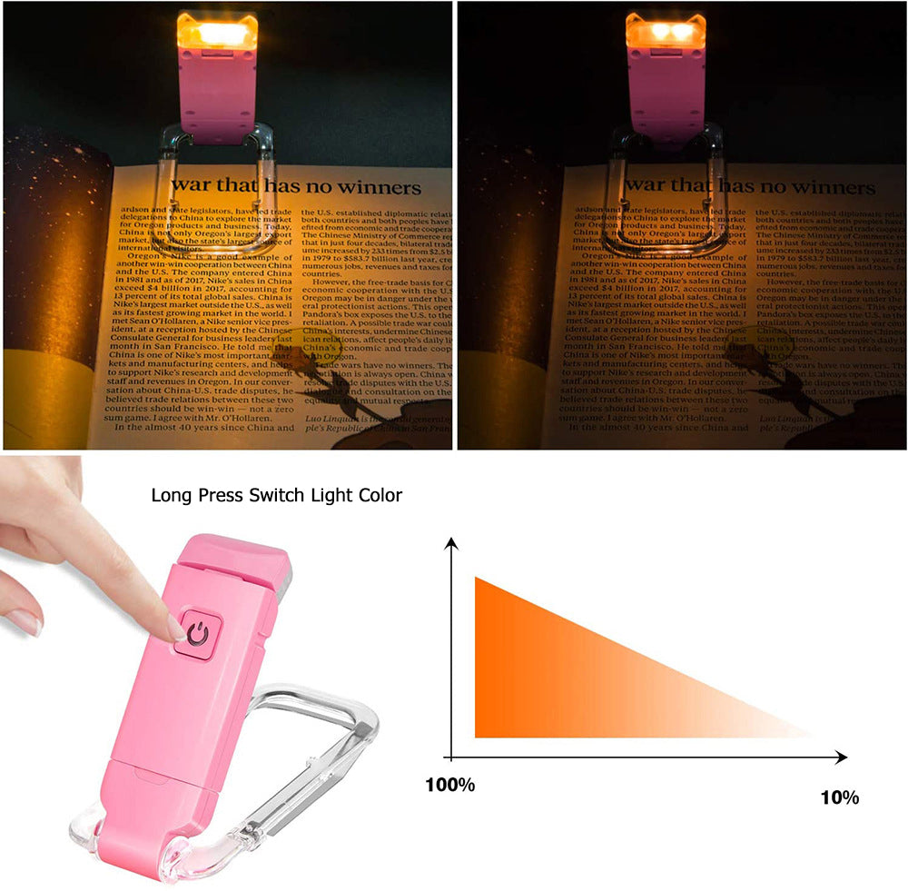 2-PCS Green Mini USB Rechargeable LED Book Light Eye Protection Reading Lamp with Adjustable Clip and Brightness for Kids Students Travel