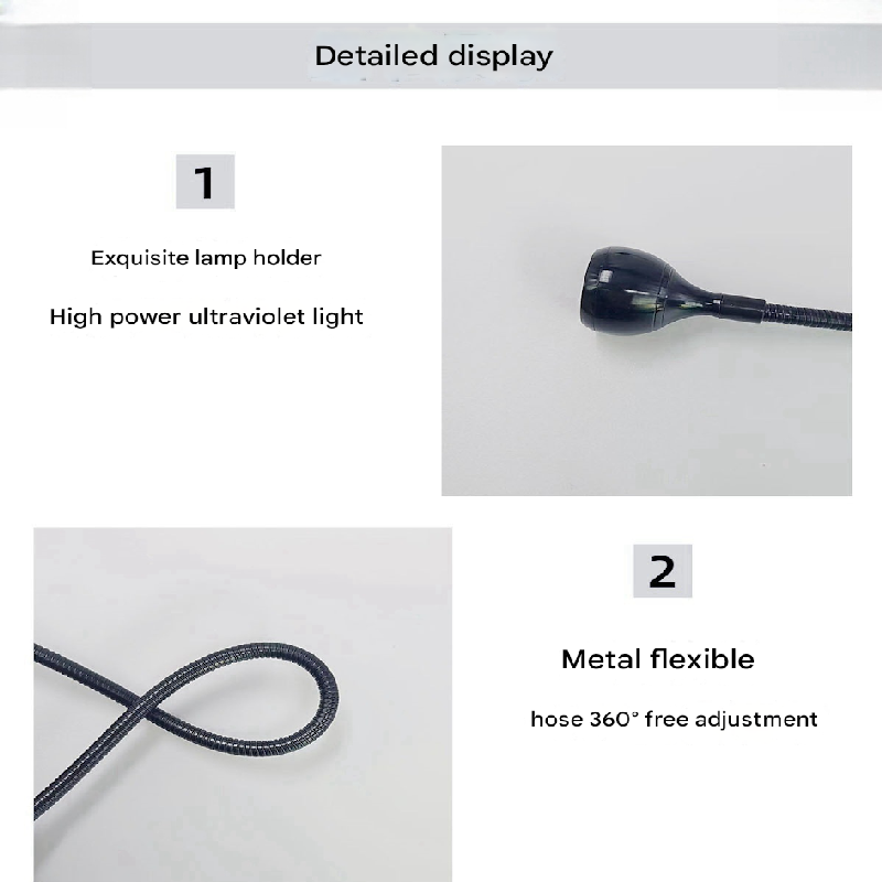 Pink 3W UV LED Gel Nail Curing Lamp Clip On Flexible Gooseneck Light 4 Brightness Levels for Gel Polish and Resin Curing