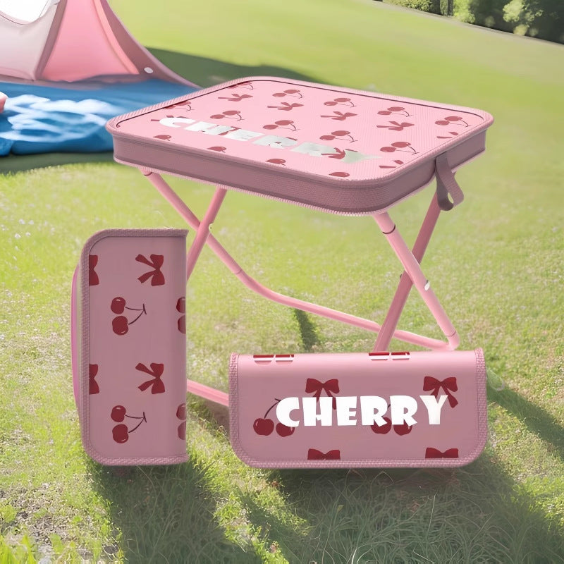 Pink Ultra-Compact Portable Folding Stool 120kg Capacity Lightweight Camping Chair for Fishing Hiking and Australian Outdoor Events