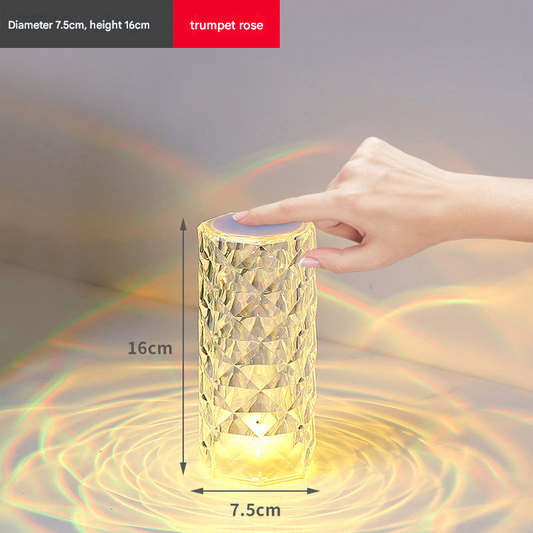 Crystal Rose Atmosphere Lamp RGB 16 Color Changing Touch Table Lamp USB Rechargeable LED Night Light for Australian Home Bedroom Living Room Decor(16cm*7.5cm)