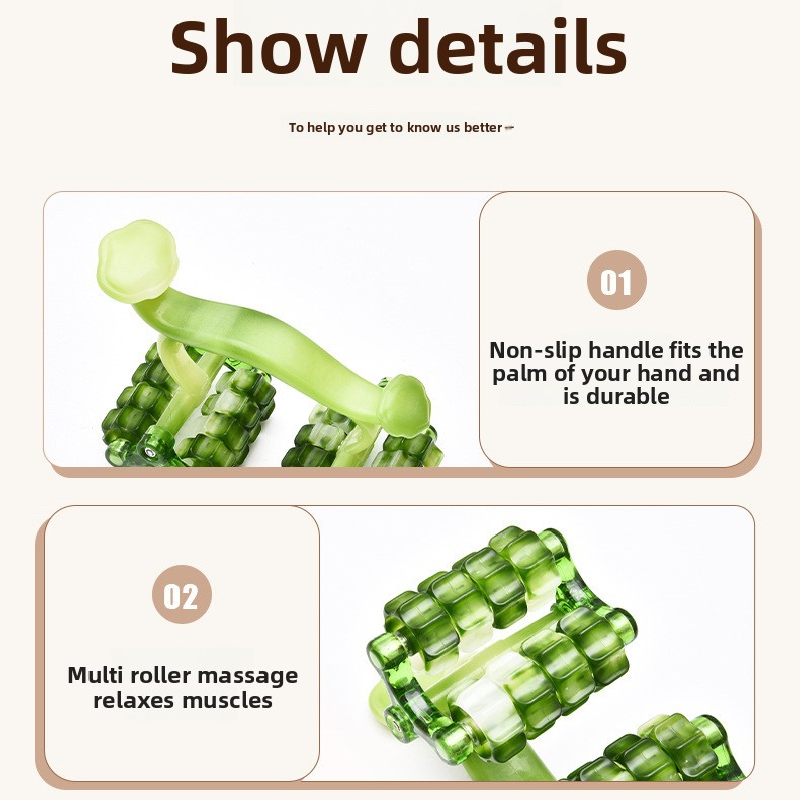2-Pcs Green Manual Roller Massager Handheld Full Body Relaxation Tool for Back Waist Legs Moon Car Design Ergonomic Deep Tissue Massage for Australian Homes