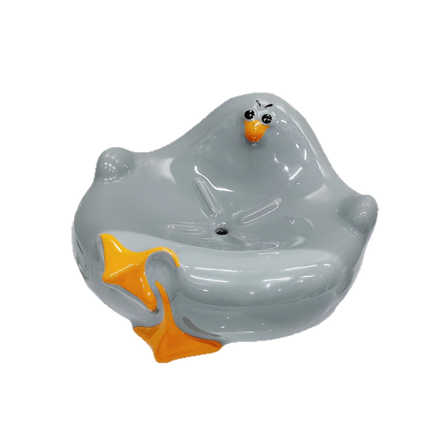 White Ceramic Seagull Soap Dish with Drainage Cute Cartoon Animal Soap Bar Holder for Bathroom Kitchen Sink Novelty Home Decor