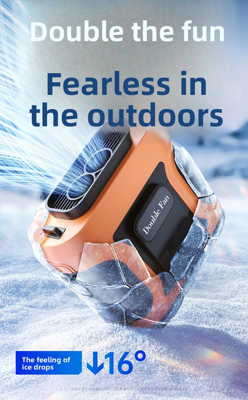 Waist Clip Fan 6000mAh Rechargeable Portable Personal Fan with Dual Outlet 13500RPM High Speed Airflow for Outdoor Work Orange