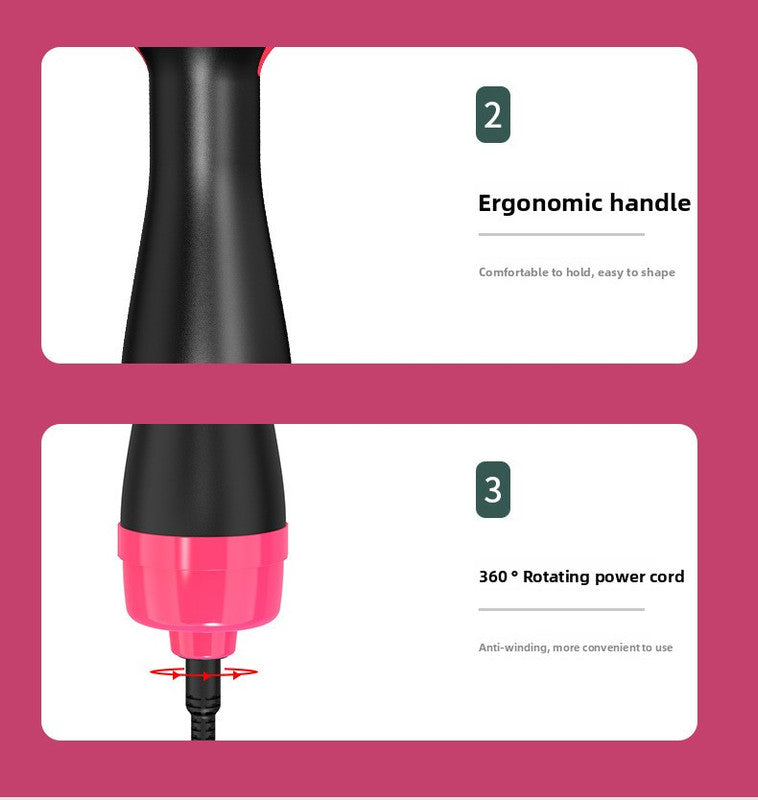3-in-1 Hot Air Brush & Volumiser Hair Dryer Styler 1000W Ceramic Negative Ion Blowout Brush for Straightening and Curling Purple AU Plug