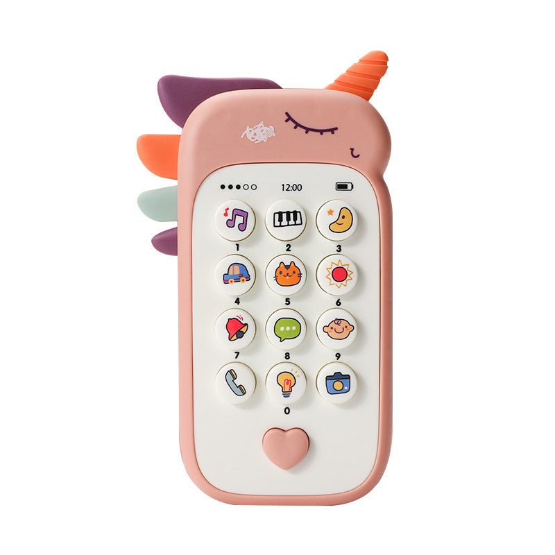 Unicorn Baby Toy Phone Music & Light Learning Mobile Teether for Toddlers Interactive English Educational Gift Blue