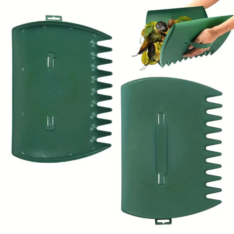Pair of Horticultural Leaf Rake Hand Tools Set Large Plastic Claw Grabber Ideal for Collecting Yard Debris, Grass Clippings, and Scraps Army green