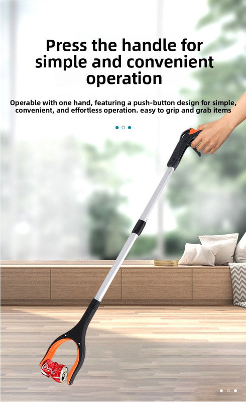 Orange and Black Handle Foldable Grabber Reacher Tool - 83cm Aluminium Litter Picker with Magnetic Tip - Lightweight Mobility Aid for Garden & Home Rubbish Cleanup