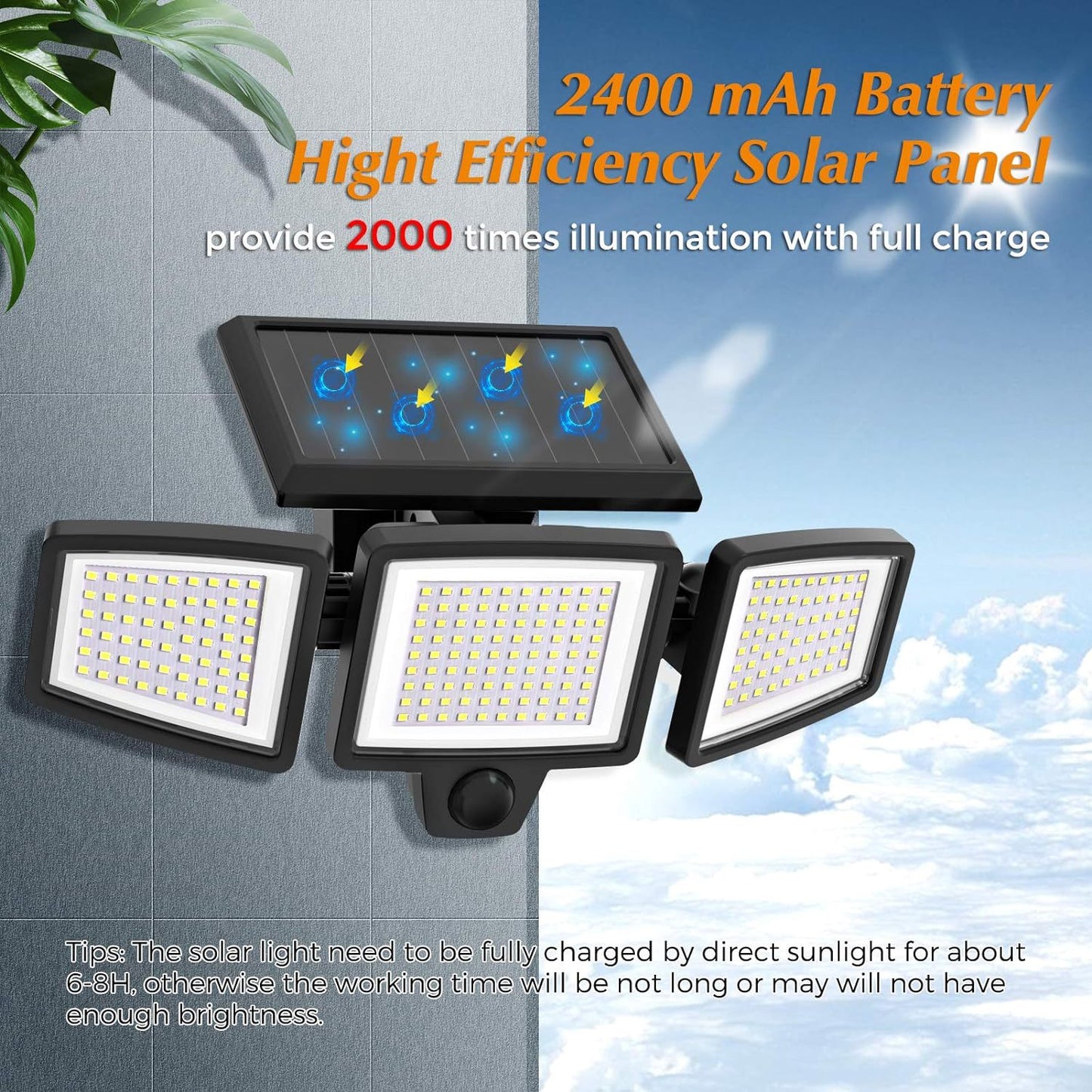 Solar Garden Lights Outdoor Motion Sensor 210 LED - 2-in-1 Ground Spike & Wall Mount Flood Light with Remote IP65 Waterproof for Pathway & Yard