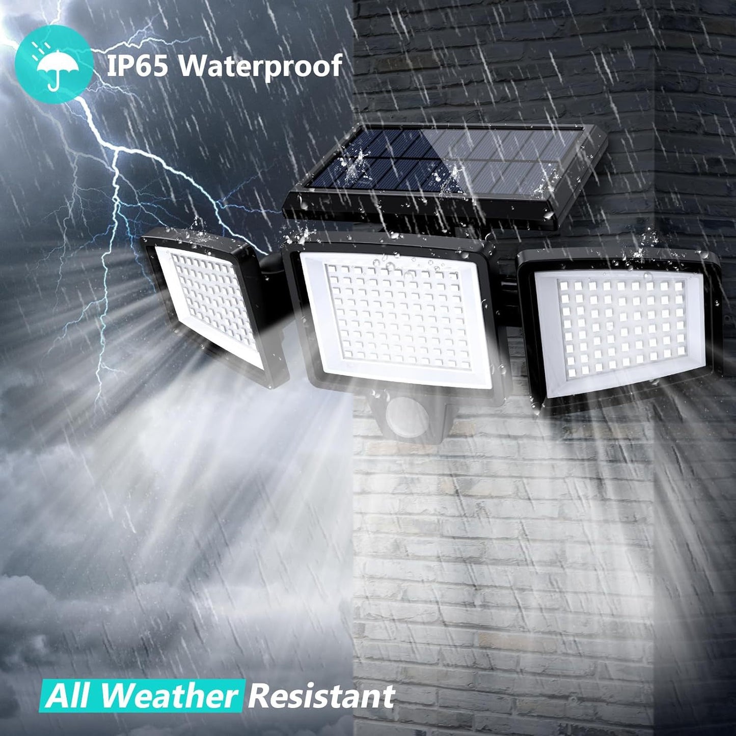 Solar Garden Lights Outdoor Motion Sensor 210 LED - 2-in-1 Ground Spike & Wall Mount Flood Light with Remote IP65 Waterproof for Pathway & Yard
