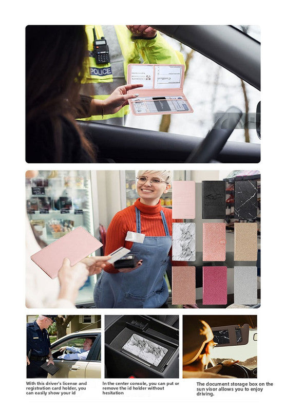 Car Registration and Insurance Holder Silver Glitter - Bling Vehicle Document Wallet - Slim Glove Box Organiser for Rego Papers & Travel IDs - Sparkle PU Leather Case