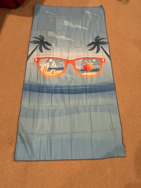Sand Free Microfibre Beach Towel - "Hello Summer" Pool Print Quick Dry Travel Towel 70x150cm(240GSM) - Lightweight Absorbent for Beach, Swimming & Camping
