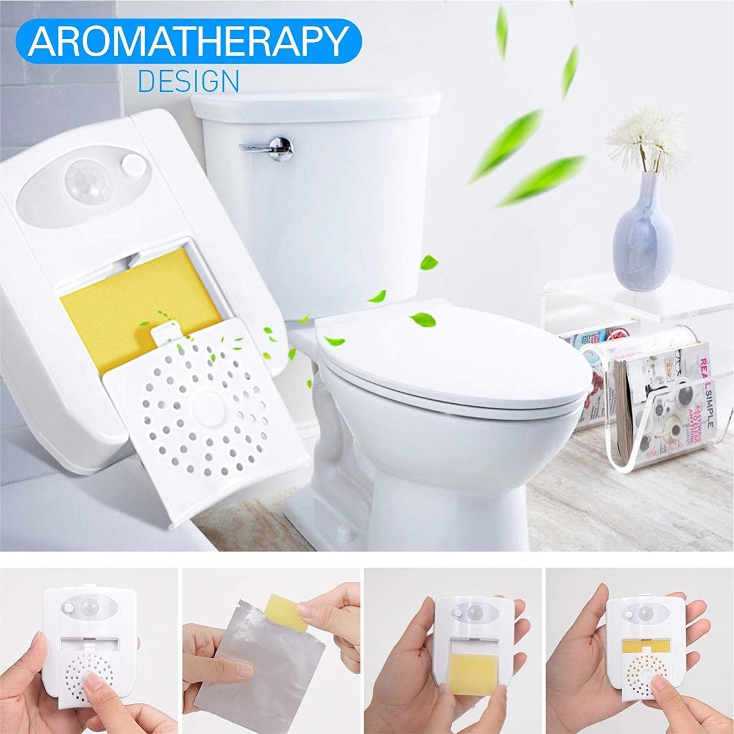 Motion Sensor Toilet Night Light 16 LED Colours - Bathroom Bowl Lamp with UV Sanitiser or Aromatherapy Options - Smart Home Gadget for Potty Training and Night Safety