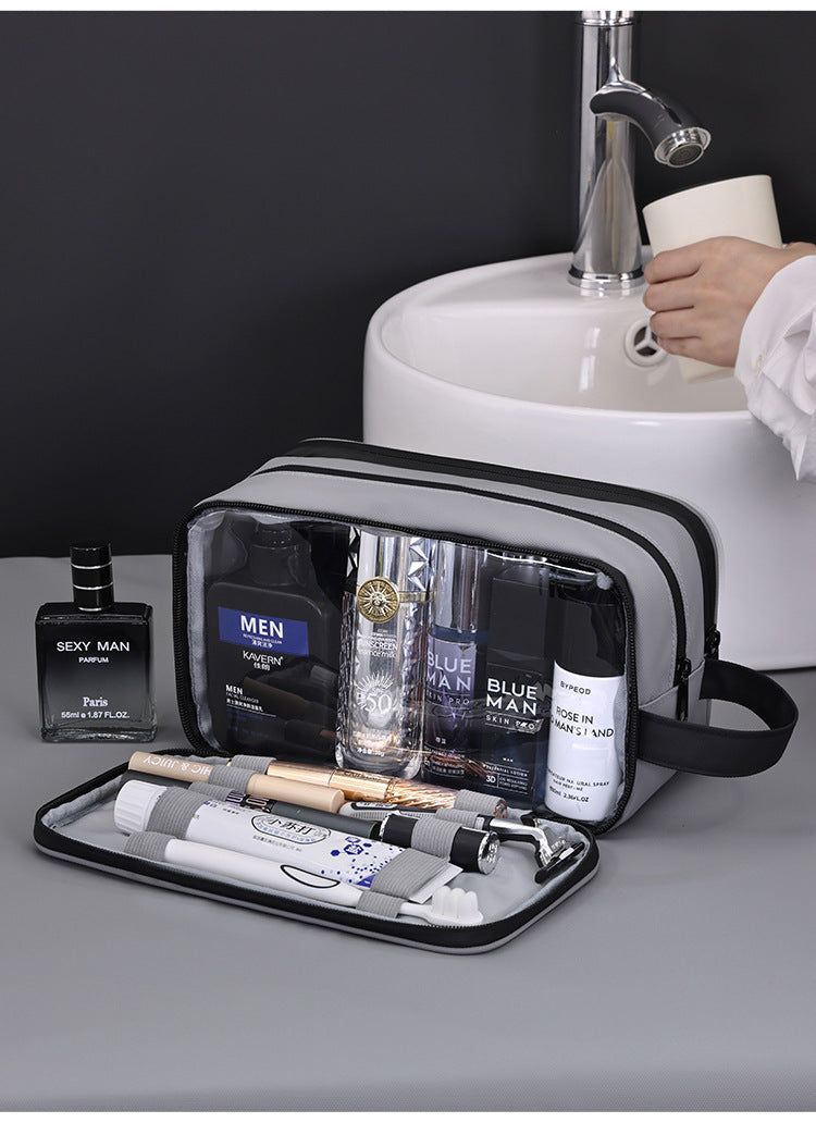 Large Waterproof Men's Toiletry Bag 3-Layer Travel Dopp Kit with Wet Dry Separation Portable Shower Organiser for Gym Business & Holiday Black
