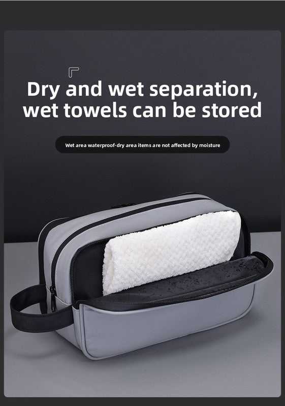 Large Waterproof Men's Toiletry Bag 3-Layer Travel Dopp Kit with Wet Dry Separation Portable Shower Organiser for Gym Business & Holiday Black