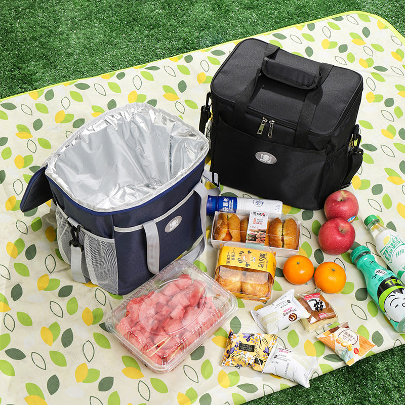 Large Insulated Cooler Bag Thermal Lunch Tote 16L Capacity with Adjustable Shoulder Strap for Picnics Camping & Work Navy Blue