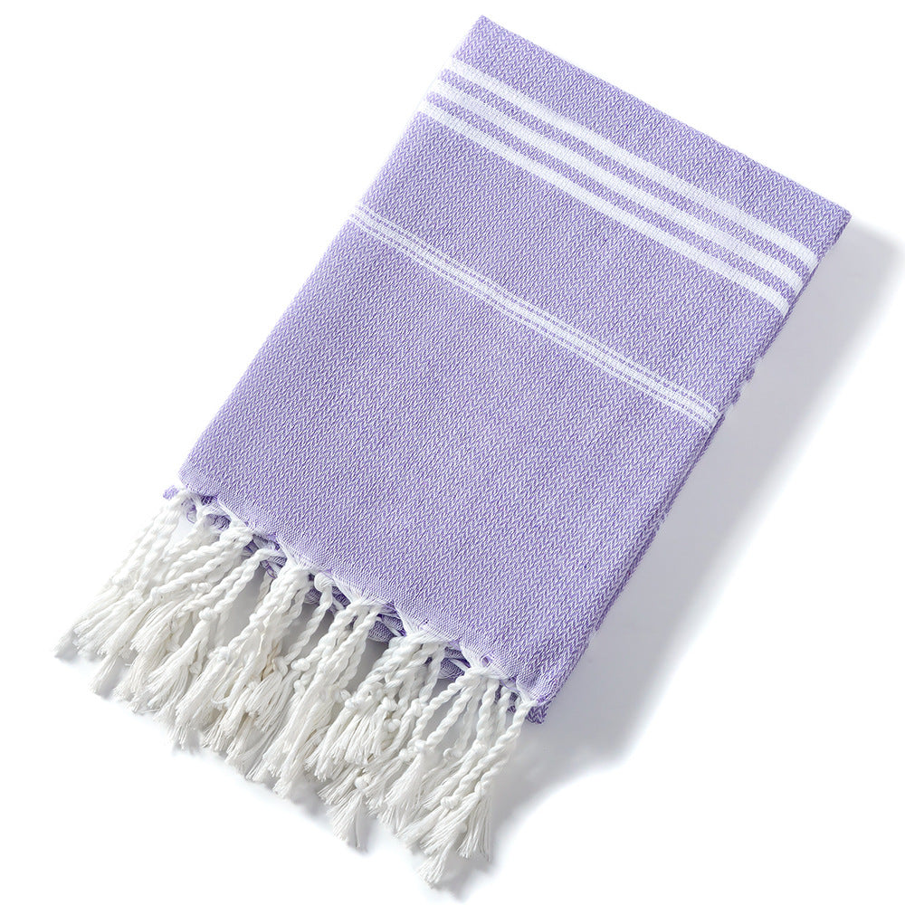 3 Pack Turkish Style Beach Towel Set 90x180cm - Quick Dry Lightweight Large Peshtemal Bath Sheet with Tassels - Red, Light Purple & Light Blue