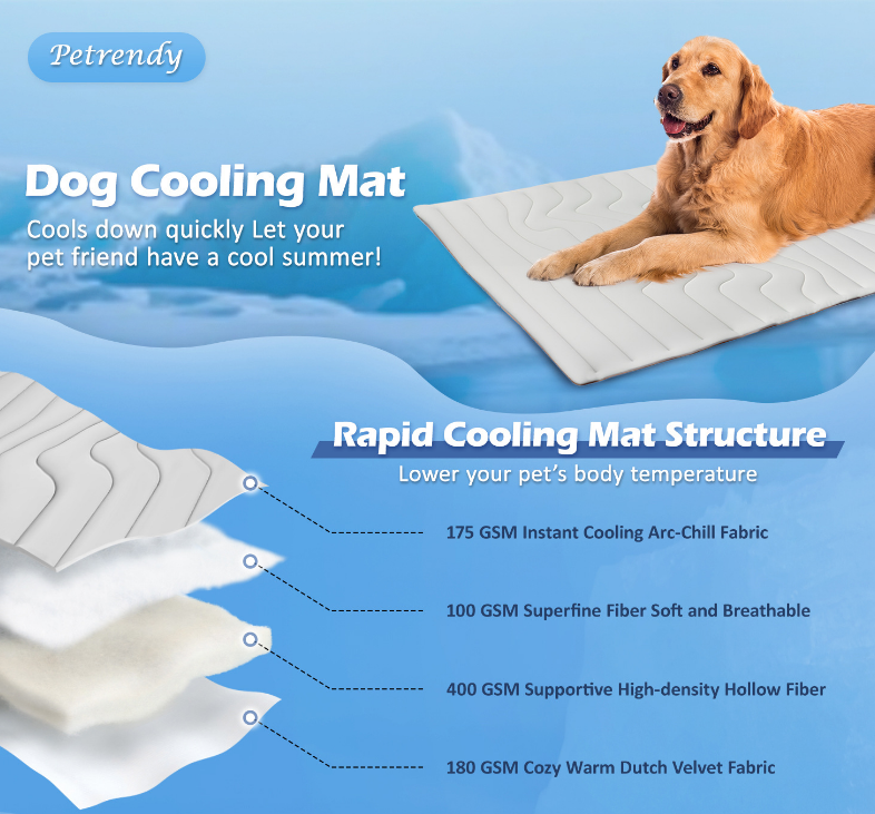 2 Pack Large Dog Cooling Mat 122x71cm - Reversible Self Cooling & Warm Pet Bed Pad - Beige & Bipolar Blue Crate Liner for Big Breeds up to 35kg