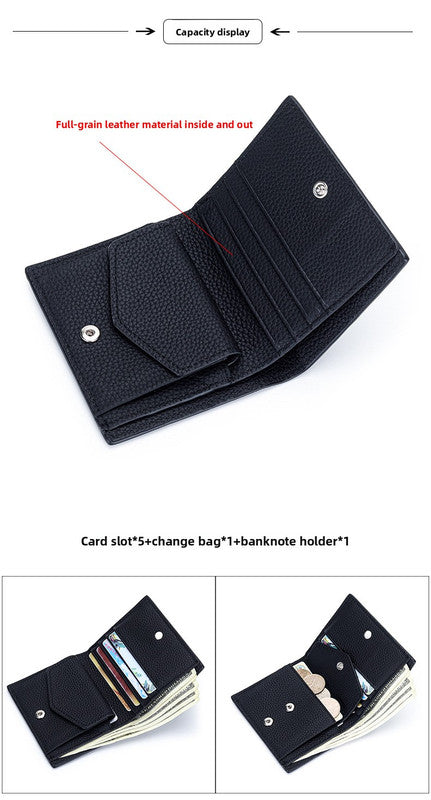 Women's Genuine Leather Bi-fold Wallet - Slim Short Purse with Coin Pocket & RFID Blocking - Soft Cowhide Minimalist Card Holder - Pink