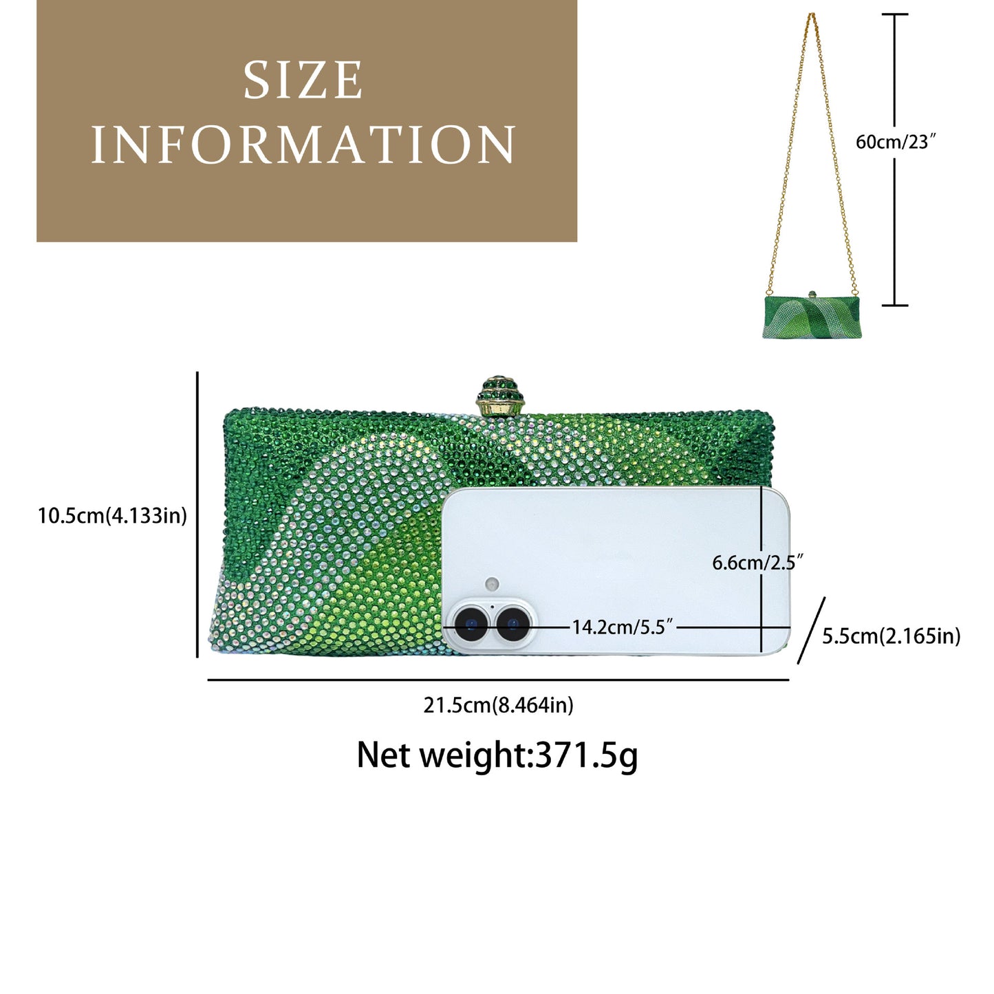 Luxury Green Rhinestone Evening Clutch Bag Women Crystal Sparkle Formal Purse with Chain Strap for Wedding Party Prom