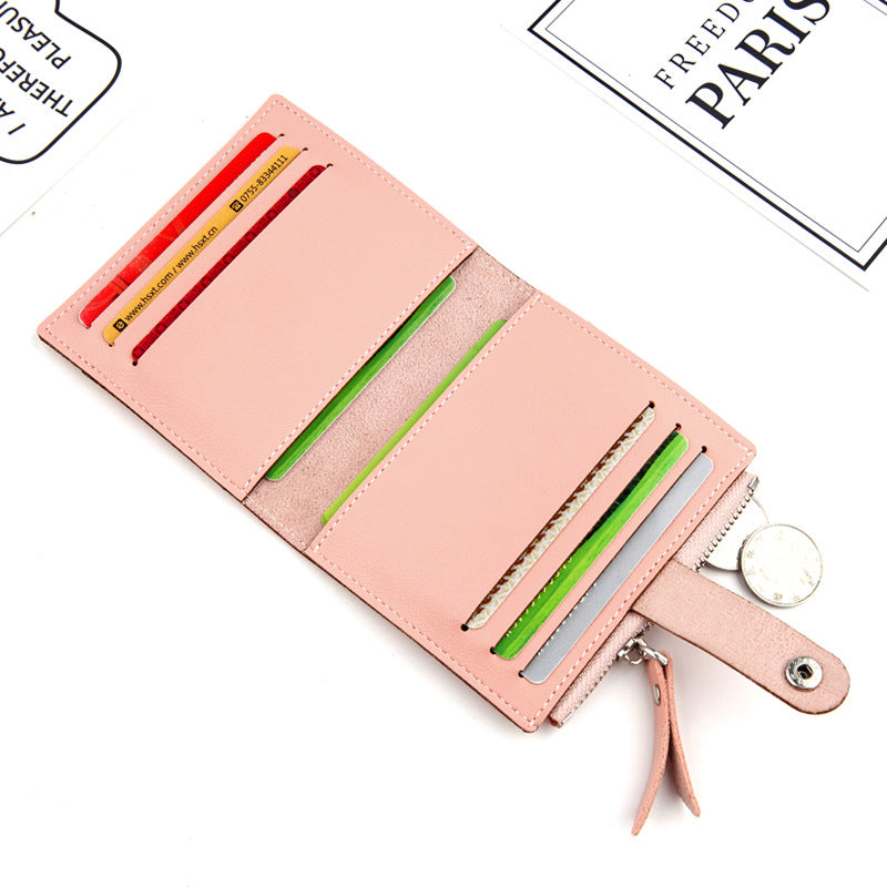 Women's Small Wallet PU Leather Card Holder with Zipper Coin Pocket - Blue Short Purse with 9 Card Slots & ID Window - Compact Bifold Design for Ladies