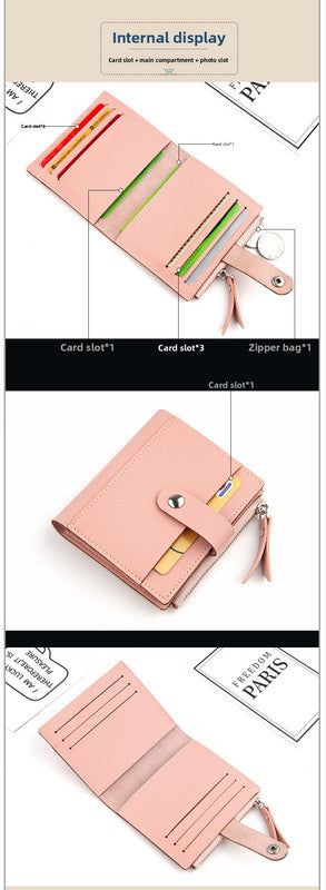 Women's Small Wallet PU Leather Card Holder with Zipper Coin Pocket - Brown Short Purse with 9 Card Slots & ID Window - Compact Bifold Design for Ladies