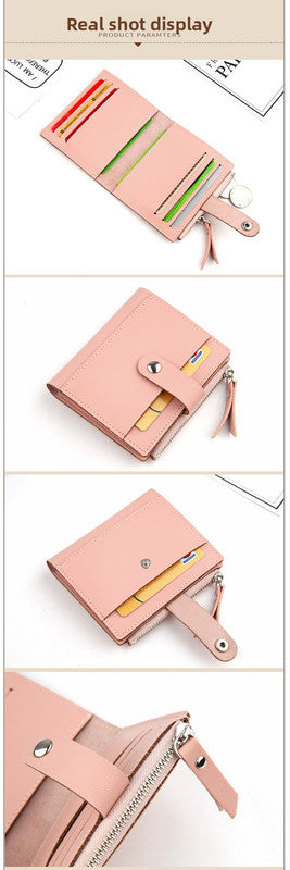 Women's Small Wallet PU Leather Card Holder with Zipper Coin Pocket - Brown Short Purse with 9 Card Slots & ID Window - Compact Bifold Design for Ladies