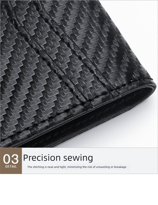 RFID Blocking Slim Bifold Wallet for Men - Carbon Fiber Texture PU Leather Card Holder with ID Window - Minimalist Front Pocket Purse - Black