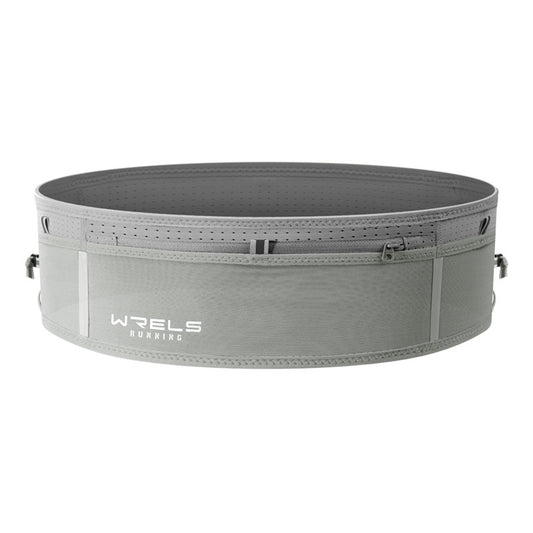 WRELS Trail Running Waist Belt - Lightweight Mesh Hydration Pack with Trekking Pole Holder - Anti-Bounce Phone Storage for Marathon & Hiking - Gray Size L (85-110cm)