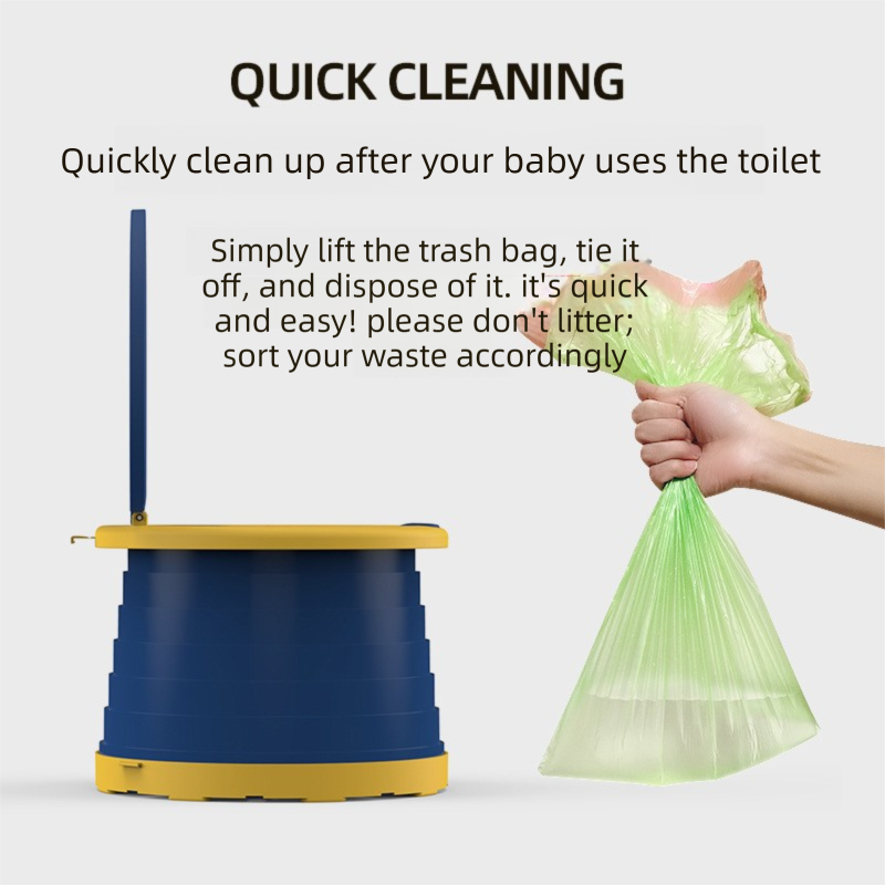 Kids Portable Travel Potty Foldable Training Toilet Seat - Blue - Compact Car & Camping Emergency Commode with Backrest - 50kg Load Capacity