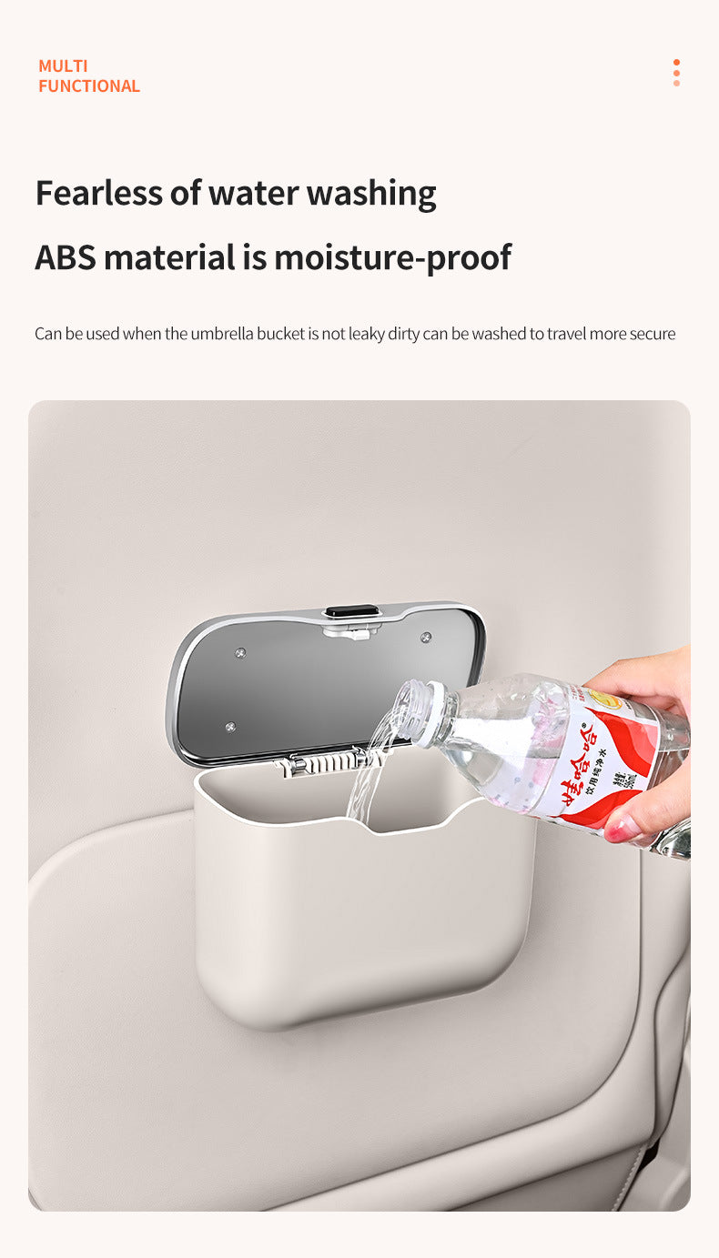 Car Trash Can Hanging Rubbish Bin with Lid Waterproof Leather Vehicle Organiser Storage Box for Door Seat Back Console Purple