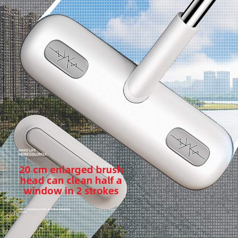 2-in-1 Window Fly Screen Cleaner Brush with Extendable 82cm Stainless Steel Handle and Wall Mount Clip Multifunctional Mesh Cleaning Tool for Wet and Dry Use
