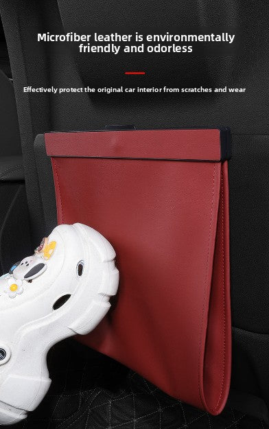 Car Trash Bag Hanging Leather Garbage Bin with Magnetic Closure Waterproof Vehicle Back Seat Organiser Leakproof Waste Storage Pocket Orange