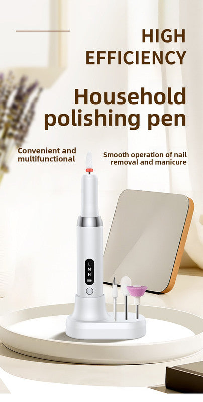 Electric Nail Drill Kit Cordless Portable E-File with Charging Base & LED Display White Gift Set Includes 30 Sanding Bands Nail File Pouch for Gel Acrylic Removal