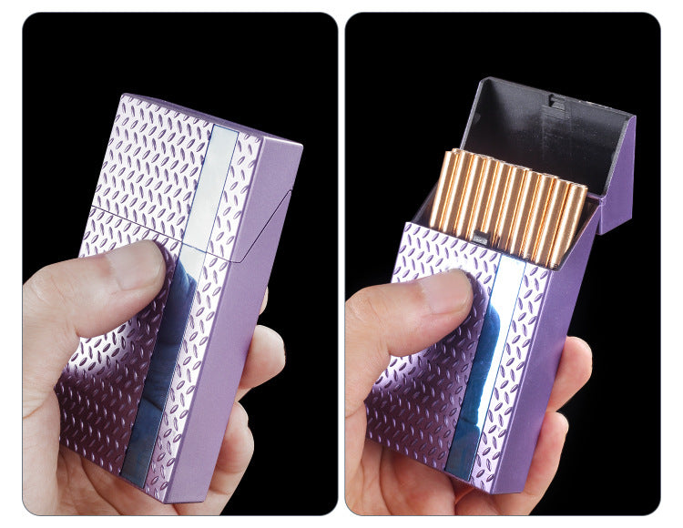 2 Pack Slim Cigarette Case Hard Shell Holder for 40 Cigarettes Durable ABS Plastic Crush Proof Box with Spring Clip Moisture Resistant Pocket Container Black and Silver